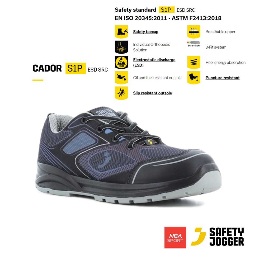 SAFETY JOGGER - CADOR S1P รองเท้าเซฟตี้ หัวเหล็ก แผ่นเหล็กกันทะลุ คุณภาพสูง มาตรฐานสากล