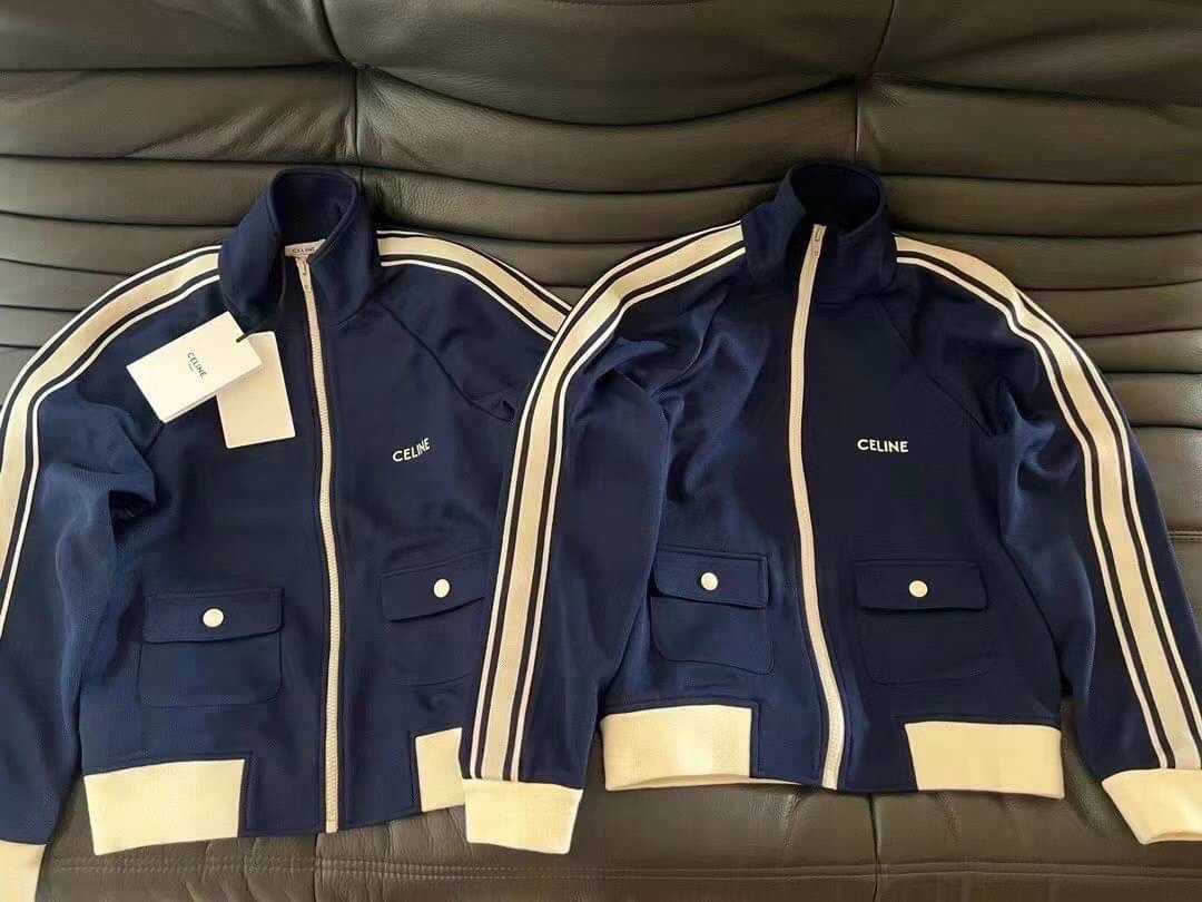 CELINE NAVY BLUE & WHITE STRIPE TRACK JACKET เสื้อคลุมตัวนอก แจ็คเก็ตแบรนด์ซีลีน