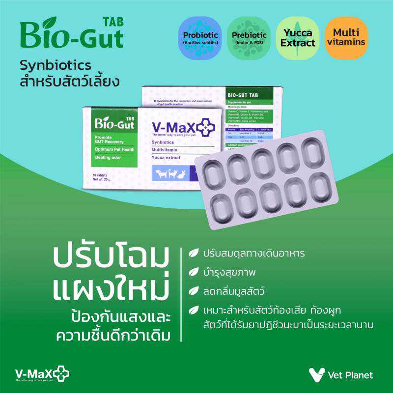V-MAX Bio-Gut Tab 10 Tablets บำรุงร่างกายและฟื้นฟู
