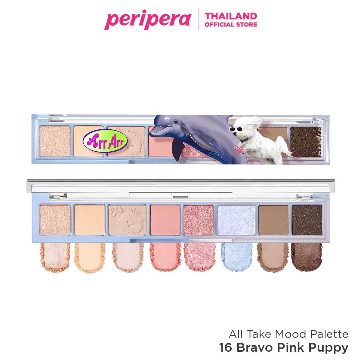 PERIPERA ALL TAKE MOOD PALETTE #16 BRAVO PINK PUPPY (MALTESE VER) มอลชีส อายแชโดว์