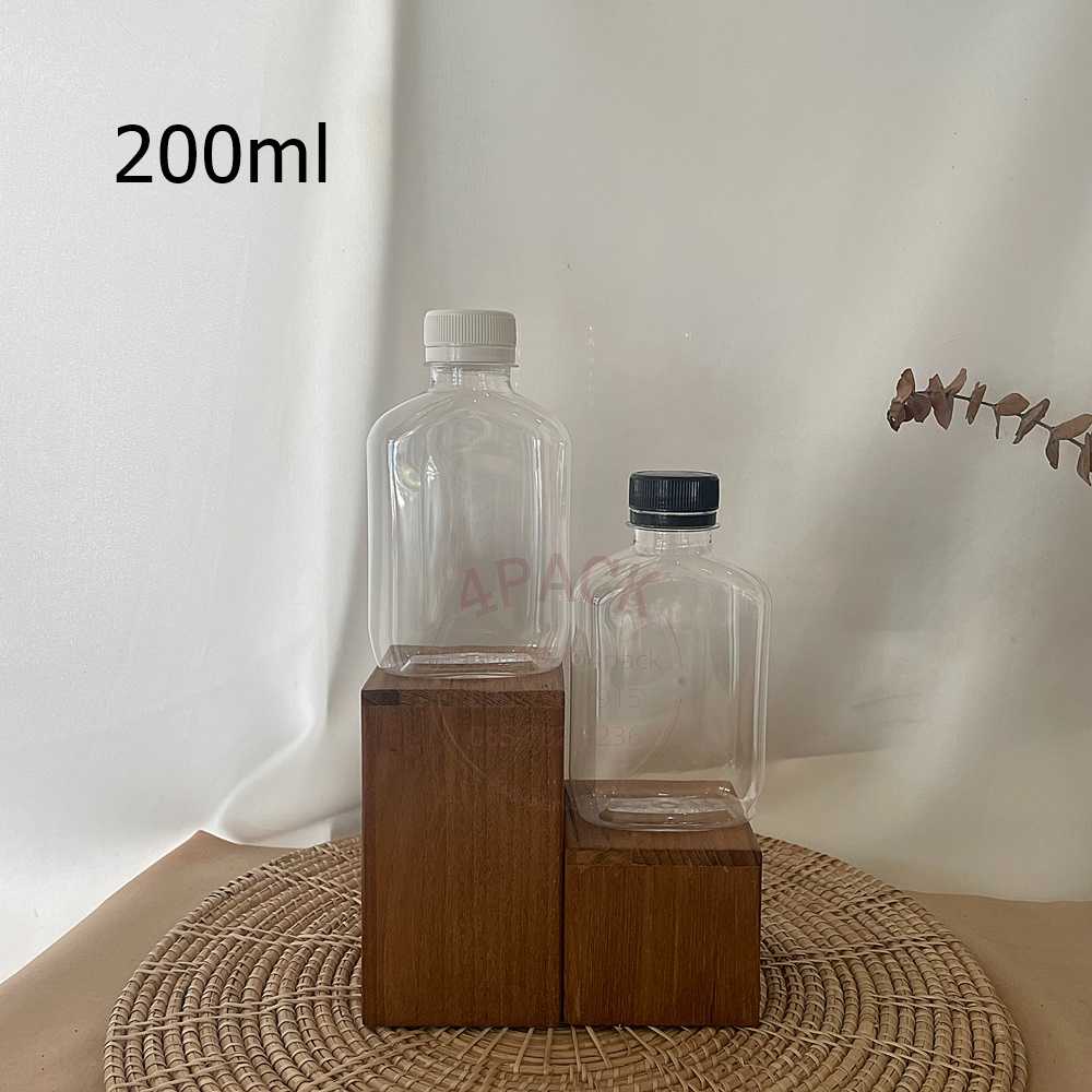 ขวดพลาสติกPET ขนาด 200ml ทรงแบน (รุ่งเรือง) 150ใบ/ห่อ