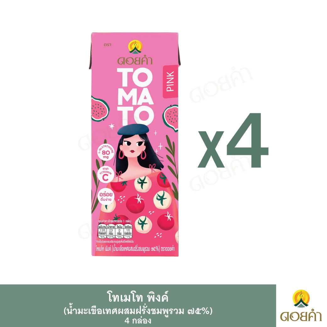 (เครื่องดื่มยอดนิยม) โทเมโท พิงค์ ขนาด 200 มล. (น้ำมะเขือเทศฝรั่งชมพู 73%) (1 แพ๊ค : 4 กล่อง)