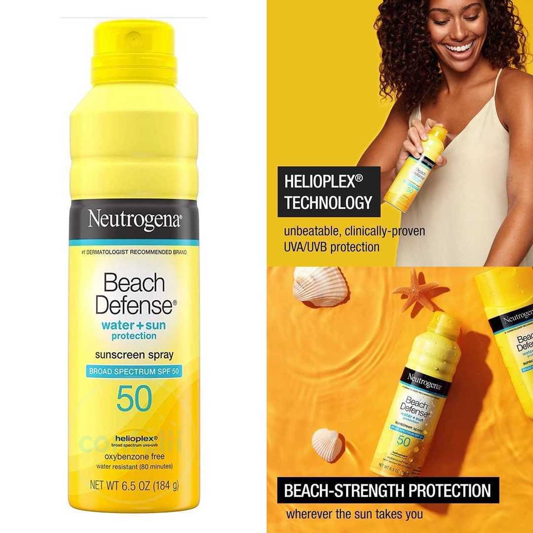 Neutrogena Beach Defense® Water + Sun Protection Sunscreen Spray Broad Spectrum SPF 50 ขนาด 184 กรัม