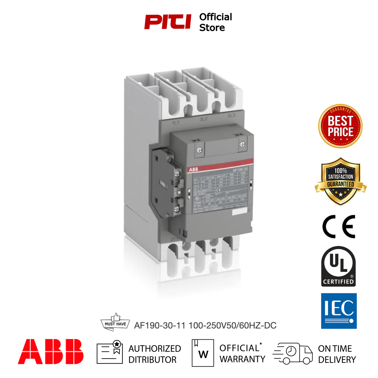 ABB Contactor คอนแทคเตอร์ AF190-30-11 100-250V50/60HZ-DC