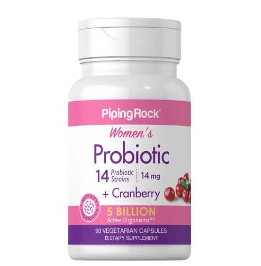 PipingRock Women Probiotic 14 mg ผสมแครนเบอร์รี่, 90 แคปซูล