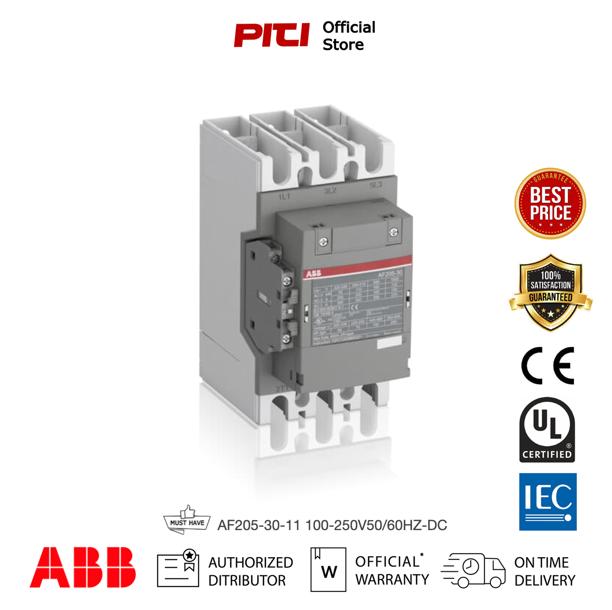 ABB Contactor คอนแทคเตอร์ AF205-30-11 100-250V50/60HZ-DC