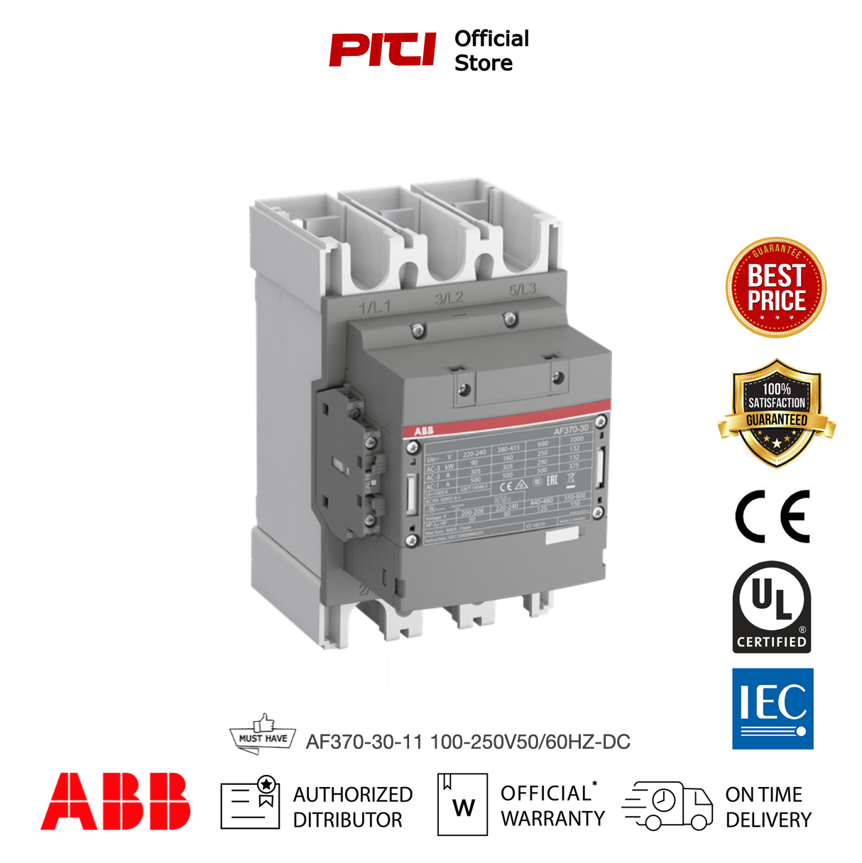 ABB Contactor คอนแทคเตอร์ AF370-30-11 100-250V50/60HZ-DC