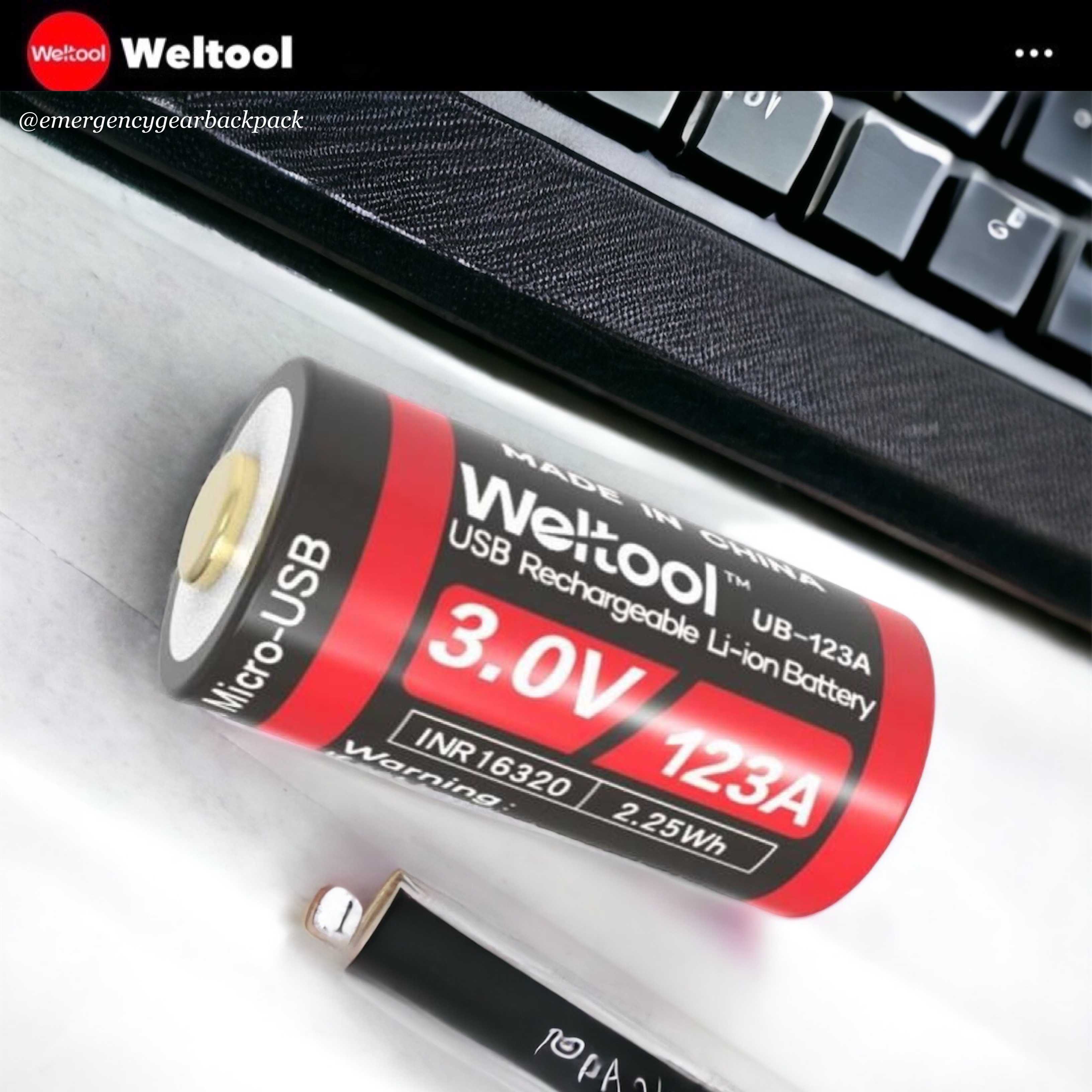 Weltool UB-123A 750mAh 3.0V USB Rechargeable Li-ion Battery
