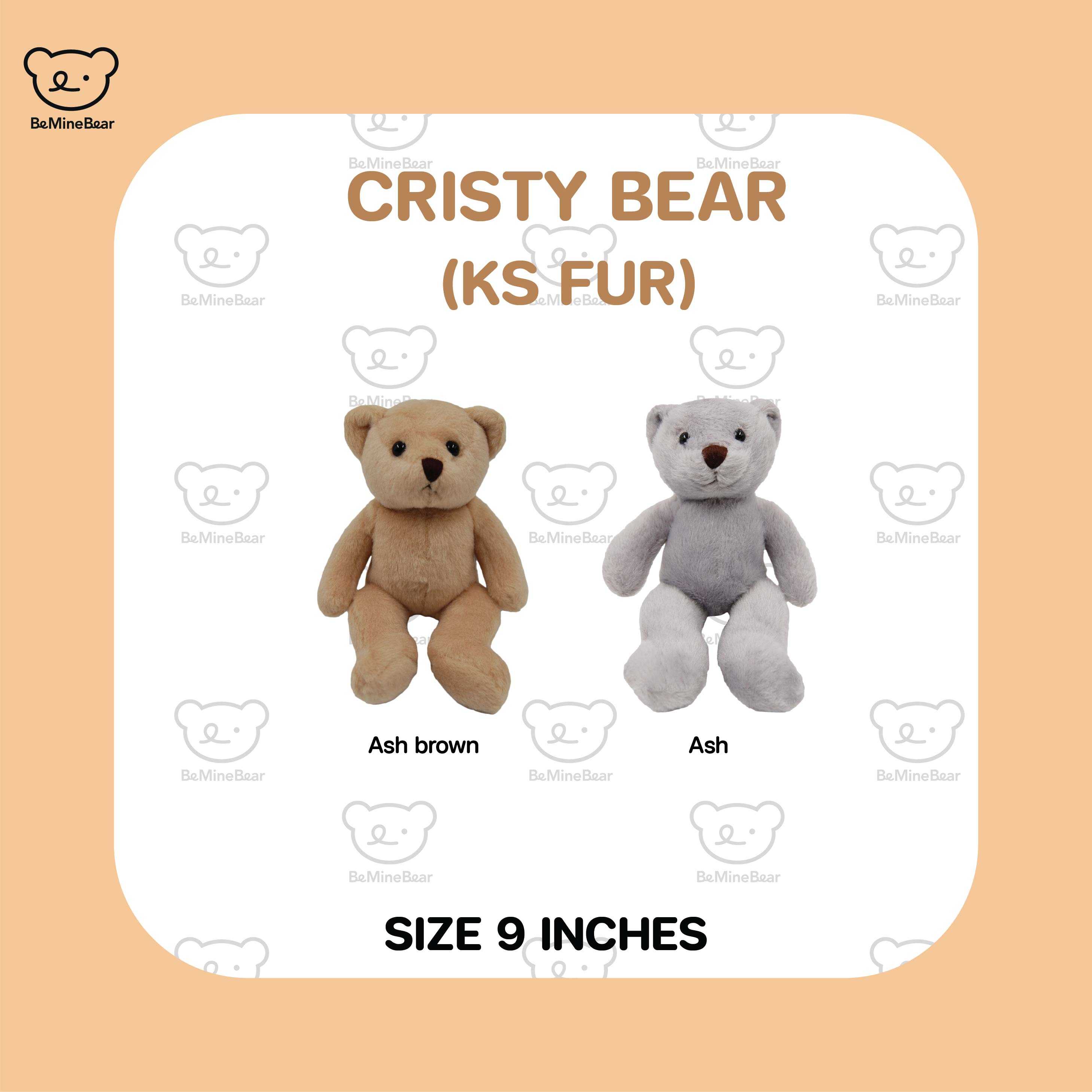 Cristy Bear KS ตุ๊กตาหมีคริสตี้ขนเรียบ ขนาด 9 นิ้ว