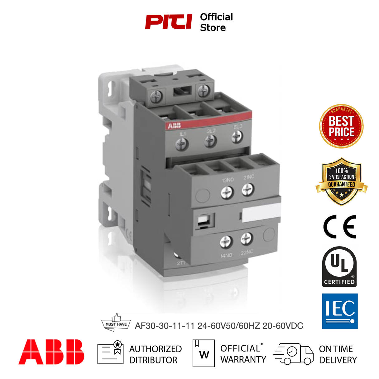 ABB Contactor แมกเนติก คอนแทคเตอร์ AF30-30-11-11 24-60V50/60HZ 20-60VDC