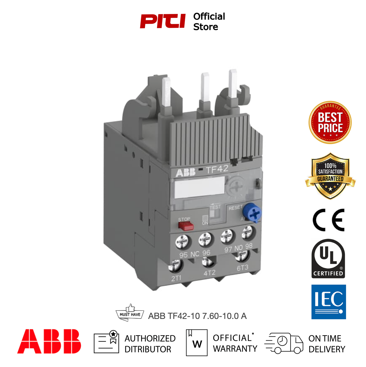 ABB Thermal Overload Relay เทอร์มอลโอเวอร์โหลด รีเลย์ TF42-10 7.60-10.0 A