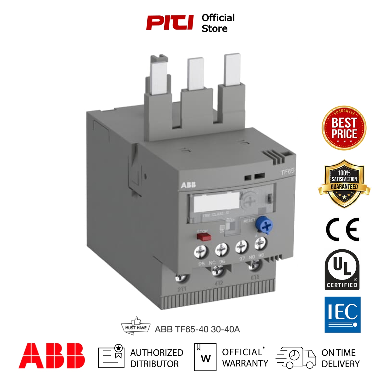 ABB Thermal Overload Relay เทอร์มอลโอเวอร์โหลด รีเลย์ TF65-40 30-40A