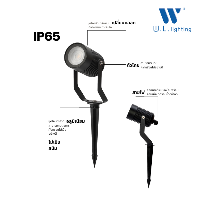 WL-DNZ0006 โคมไฟปัดินขั้ว GU10 สีดำ