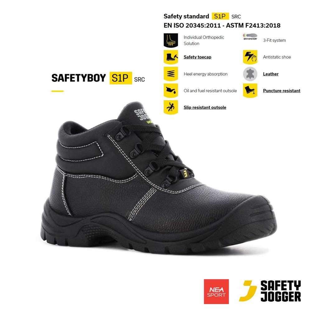 SAFETY JOGGER - SAFETYBOY S1P Mid รองเท้าเซฟตี้ หัวเหล็ก แผ่นเหล็กกันทะลุ หนังแท้ คุณภาพสูง