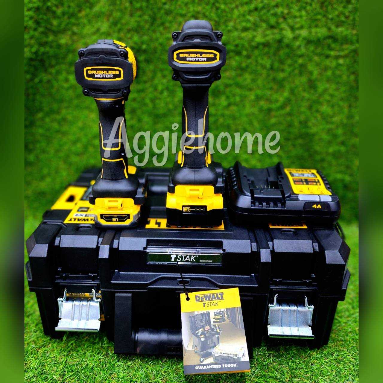 DEWALT COMBO สว่านกระแทก+ไขควงกระแทก ไร้สาย 20V.รุ่น DCK2050P1E1T มอเตอร์ Brushless ชุดสว่าน ไขควง