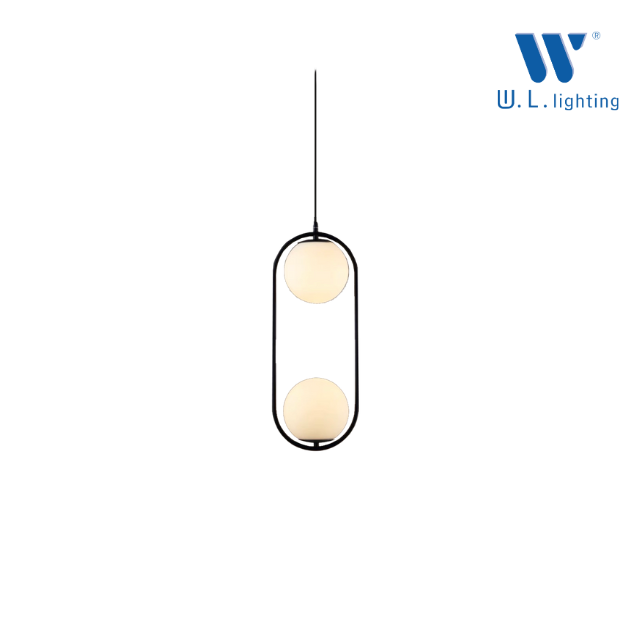 WL-5802-2BK โคมไฟห้อยสีดำNordic แก้ว 2 ใบ