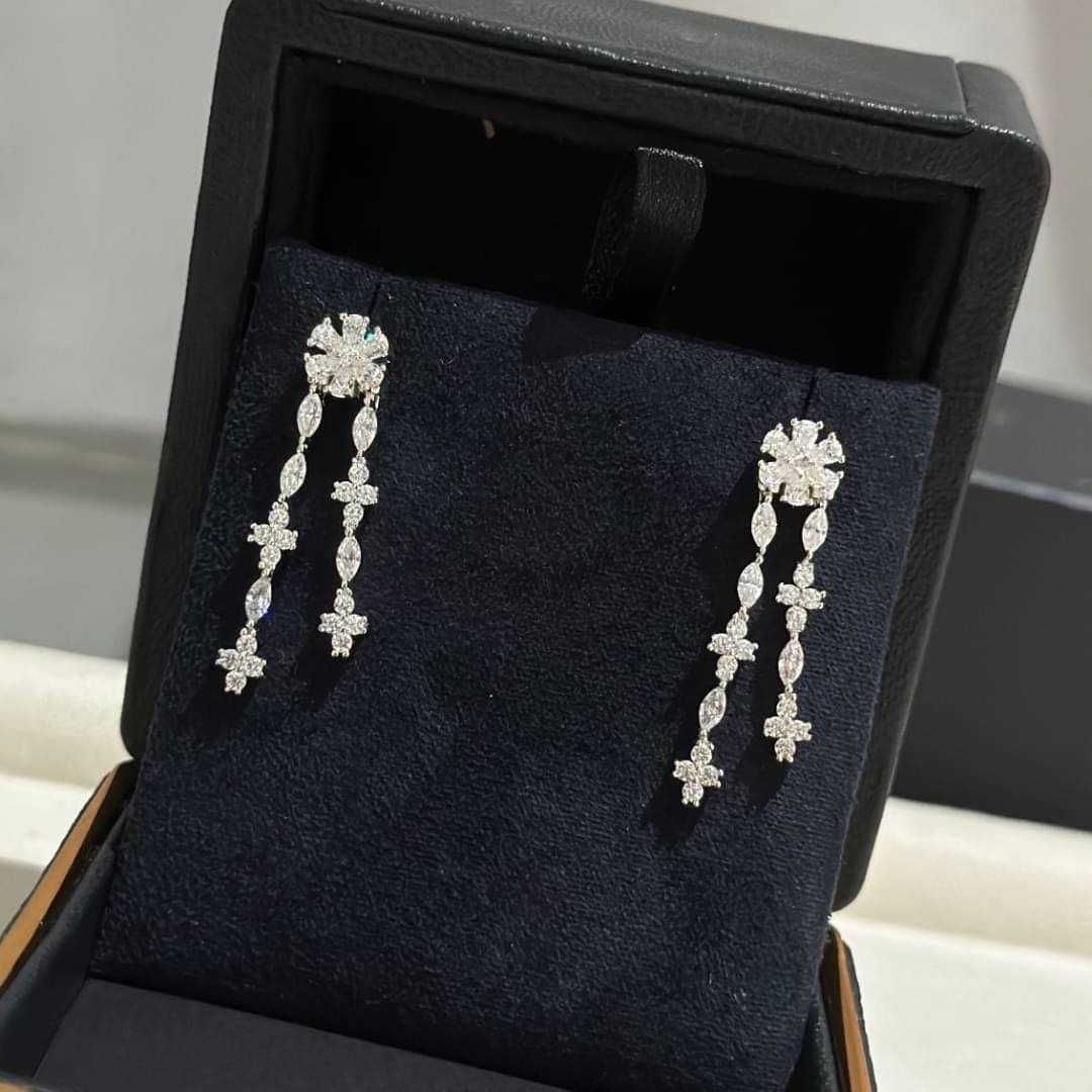 trendy drop diamond earrings