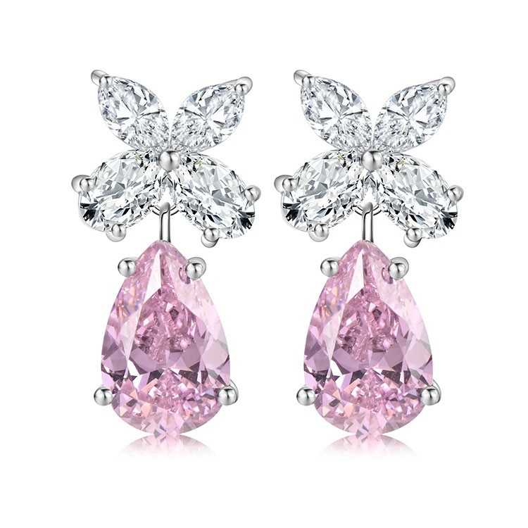 pink pear shaped diamond earrings