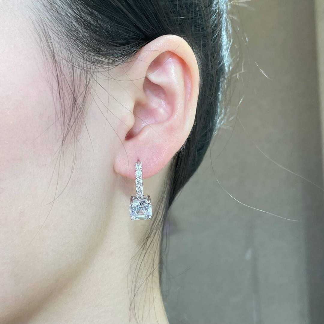 drop asscher diamond earrings