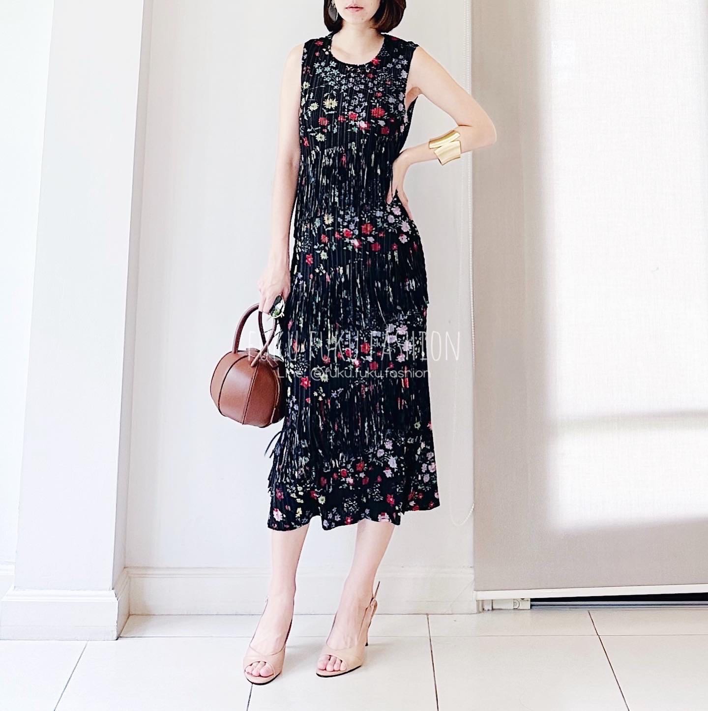 Floral Fringe Pleat Dress