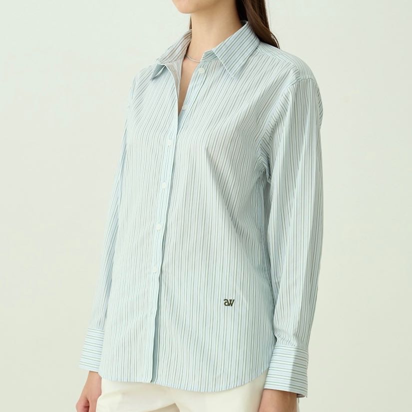 Essential Regular Fit Shirt in Blue Green Stripe