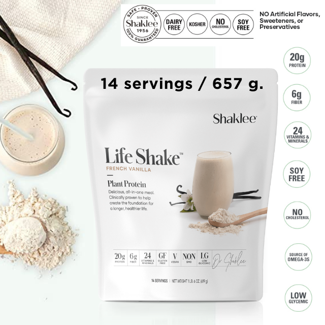 โปรตีนสกัดจากพืช ไม่มีถั่วเหลือง กลิ่นวานิลลา 📌 (14 serve) Shaklee Life Shake Plant Protien Vanilla