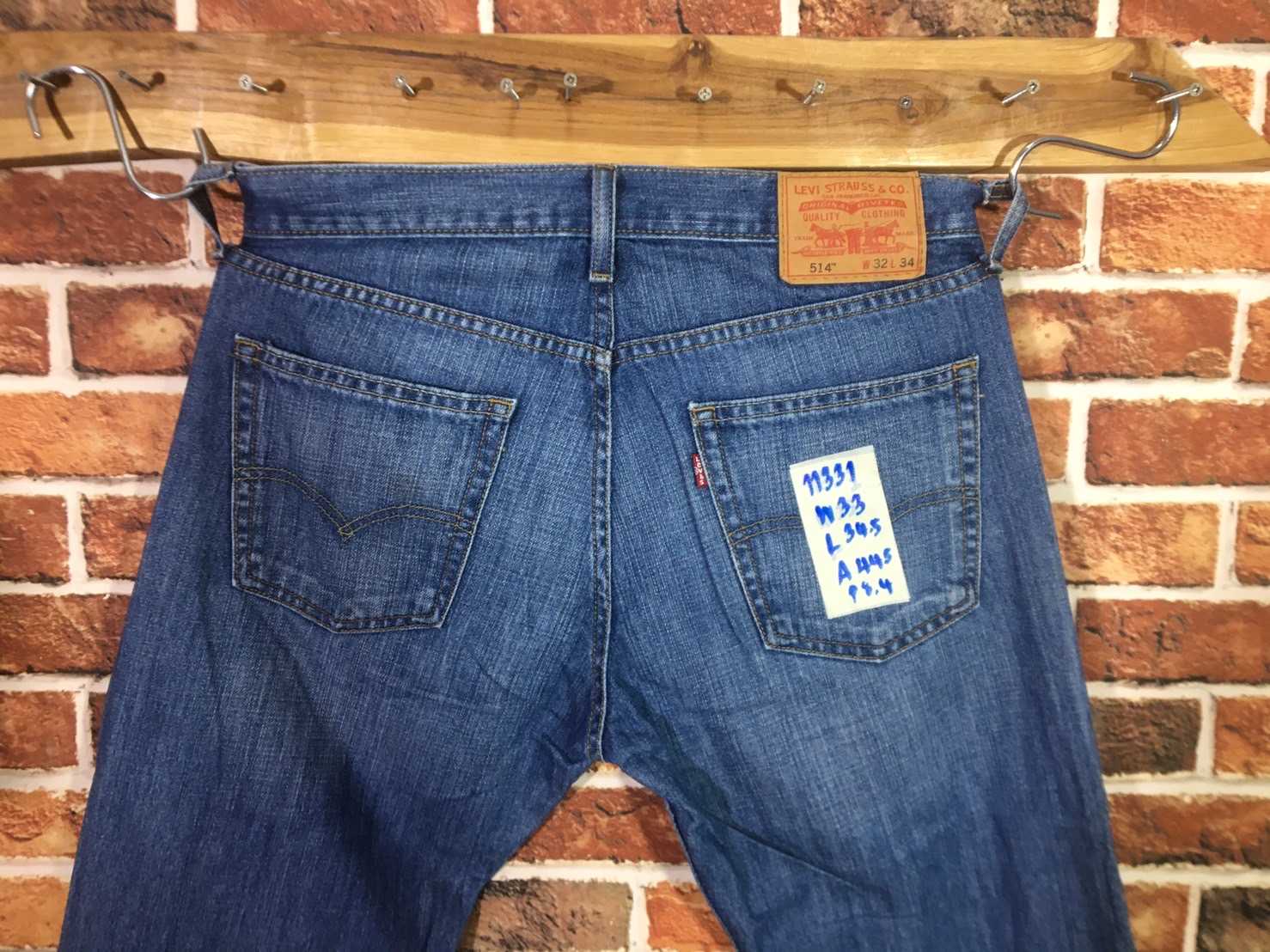 รหัส11331 Levi's514 Made in Egypt  เลขกระดุม3757 วัดจริง เอว33