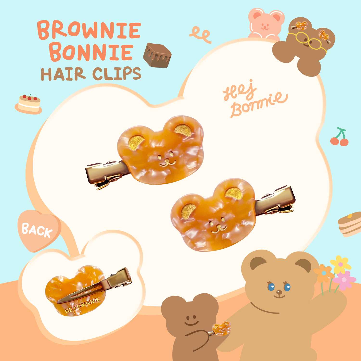[Sold out] Brownie Bonnie Hair Clips l Hej Bonnie Official