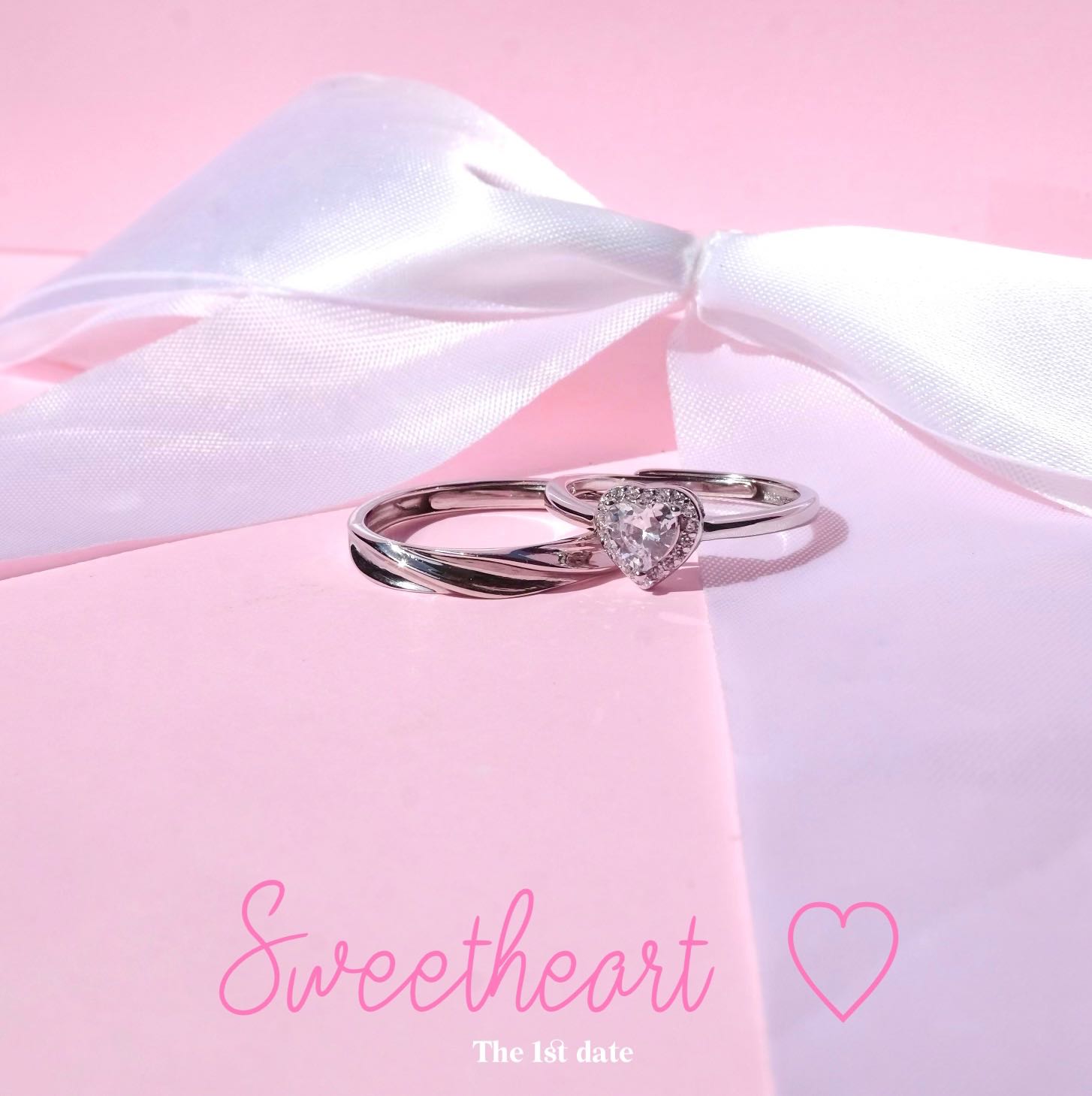 แหวนคู่รุ่นsweetheart -ส่งฟรี(s925)