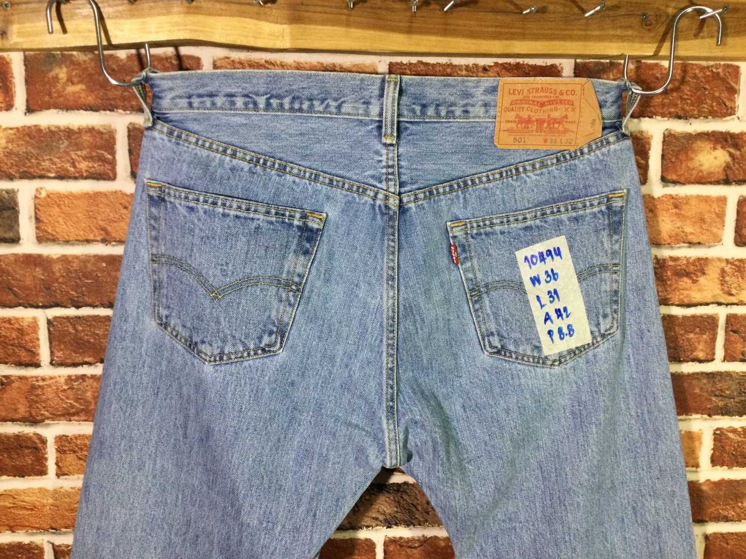 รหัส10494 Levi's501(ตรงป้าย) Made in Mexico เลขกระดุม4032 วัดจริง เอว36