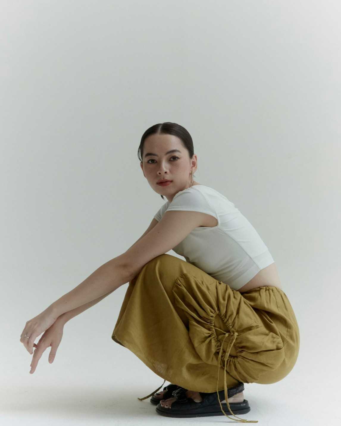 Weekend begins - Mustard Hibicus skirt