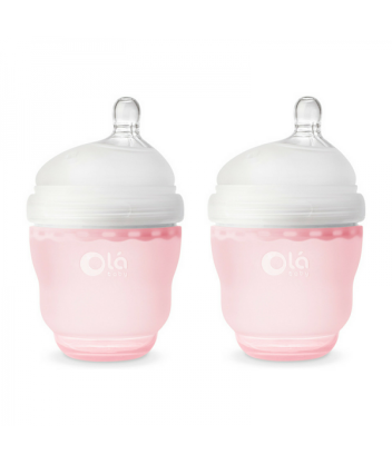 ขวดนมซิลิโคน Olababy ขนาด 4 ออนซ์ แพ็คคู่ (2ขวด) พร้อมจุกสำหรับ 0-3 เดือน