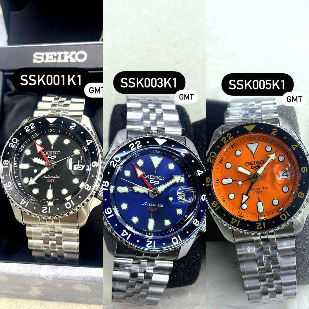 SEIKO 5 Sports GMT นาฬิกาข้อมือ Automatic SSK001K1/SSK003K1/SSK005K1 (ขนาด 42.5 มม. สายสแตนเลส)
