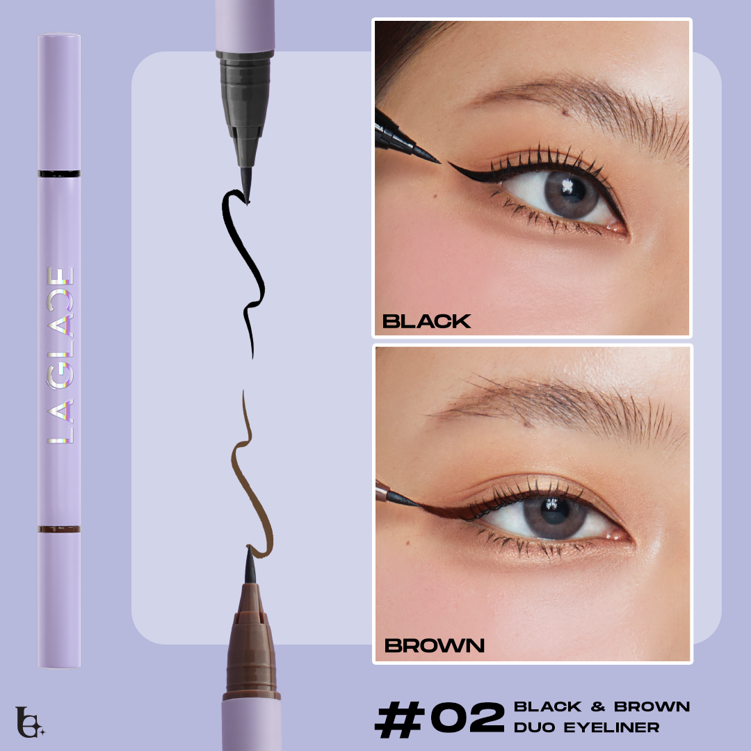 𝗟𝗔 𝗚𝗟𝗔𝗖𝗘 𝗕𝗟𝗔𝗖𝗞 & 𝗕𝗥𝗢𝗪𝗡 𝗗𝗨𝗢 𝗘𝗬𝗘𝗟𝗜𝗡𝗘𝗥 อายไลเนอร์2หัวในแท่งเดียว