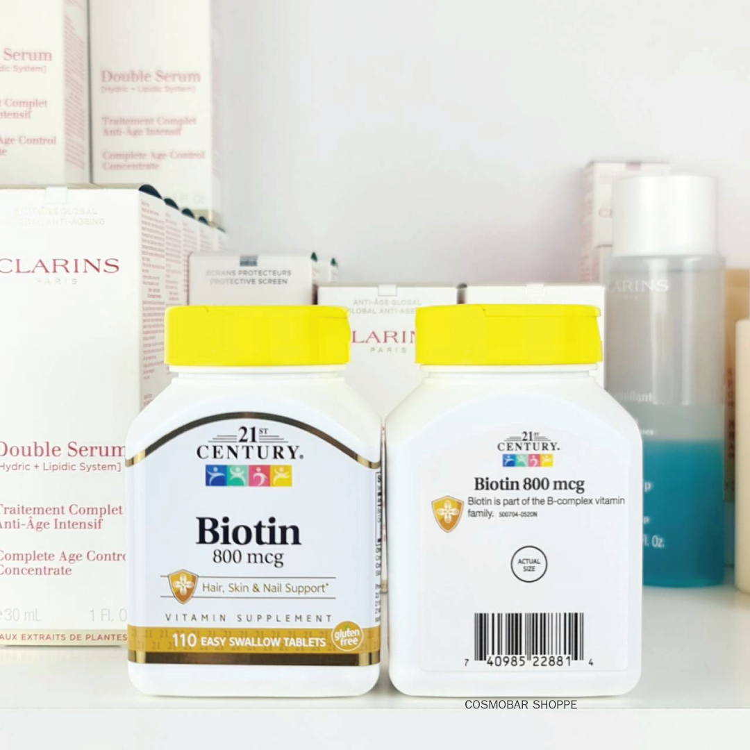 [หมดอายุ 03/2025] บำรุงเส้นผมผิวหนังเล็บ 21th Century - Biotin 800mcg 110 tablets.