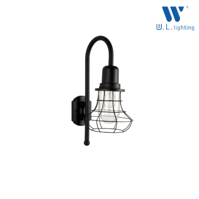 WL-DU3391-A-BK โคมไฟกิ่งภายนอกกรงนกมีแก้วครอบหลอดไฟ