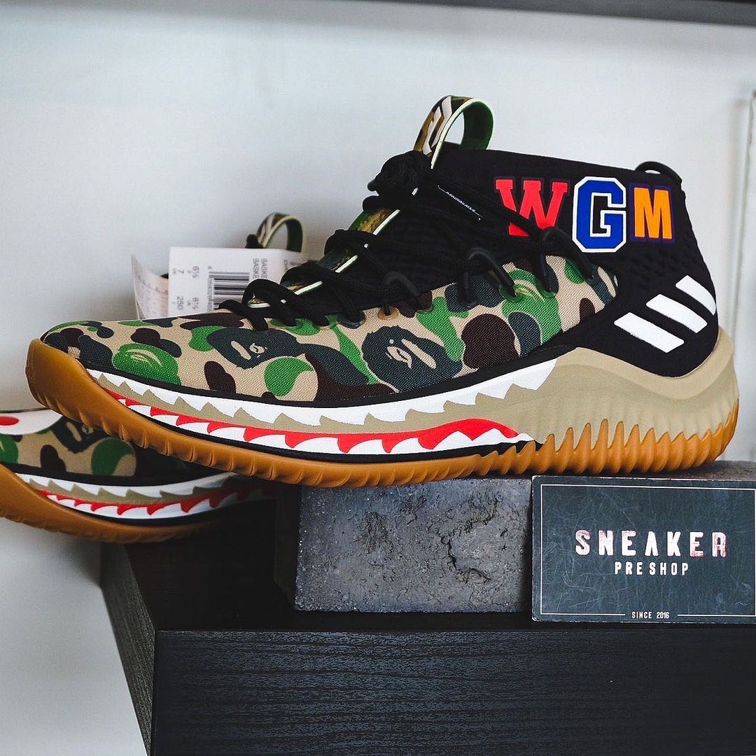 Adidas Dame 4 x Bape Green Camo LINE SHOPPING