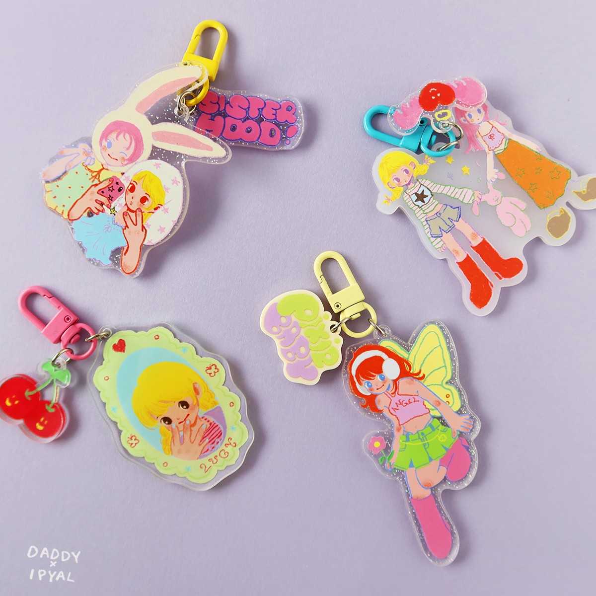 IPYAL x Daddy Keychain พวงกุญแจ Glitter Acrylic 2 ชิ้น 4 แบบใหม่ สุดน่ารัก