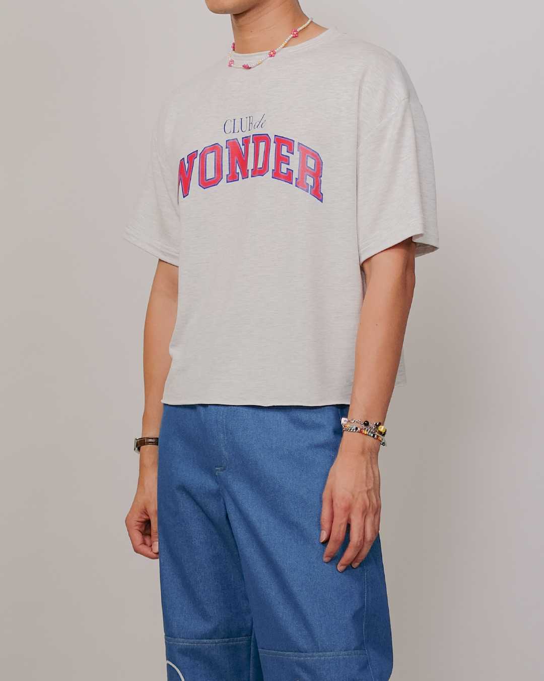 CLUB ✿ 23 ‘Club de Wonder’ Cropped T in Light Grey