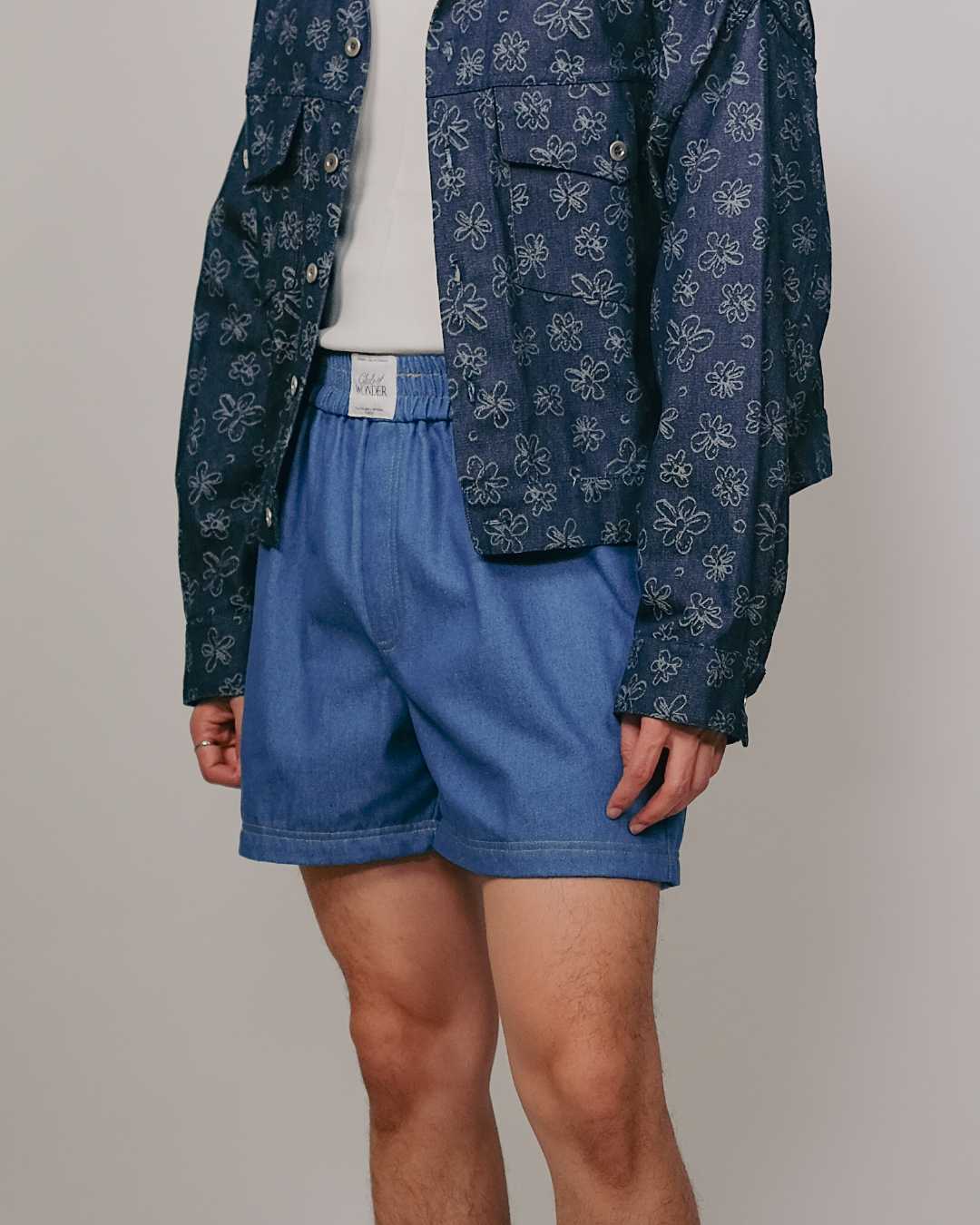 CLUB ✿ 27 Relaxed Boxer Denim Shorts in Blue