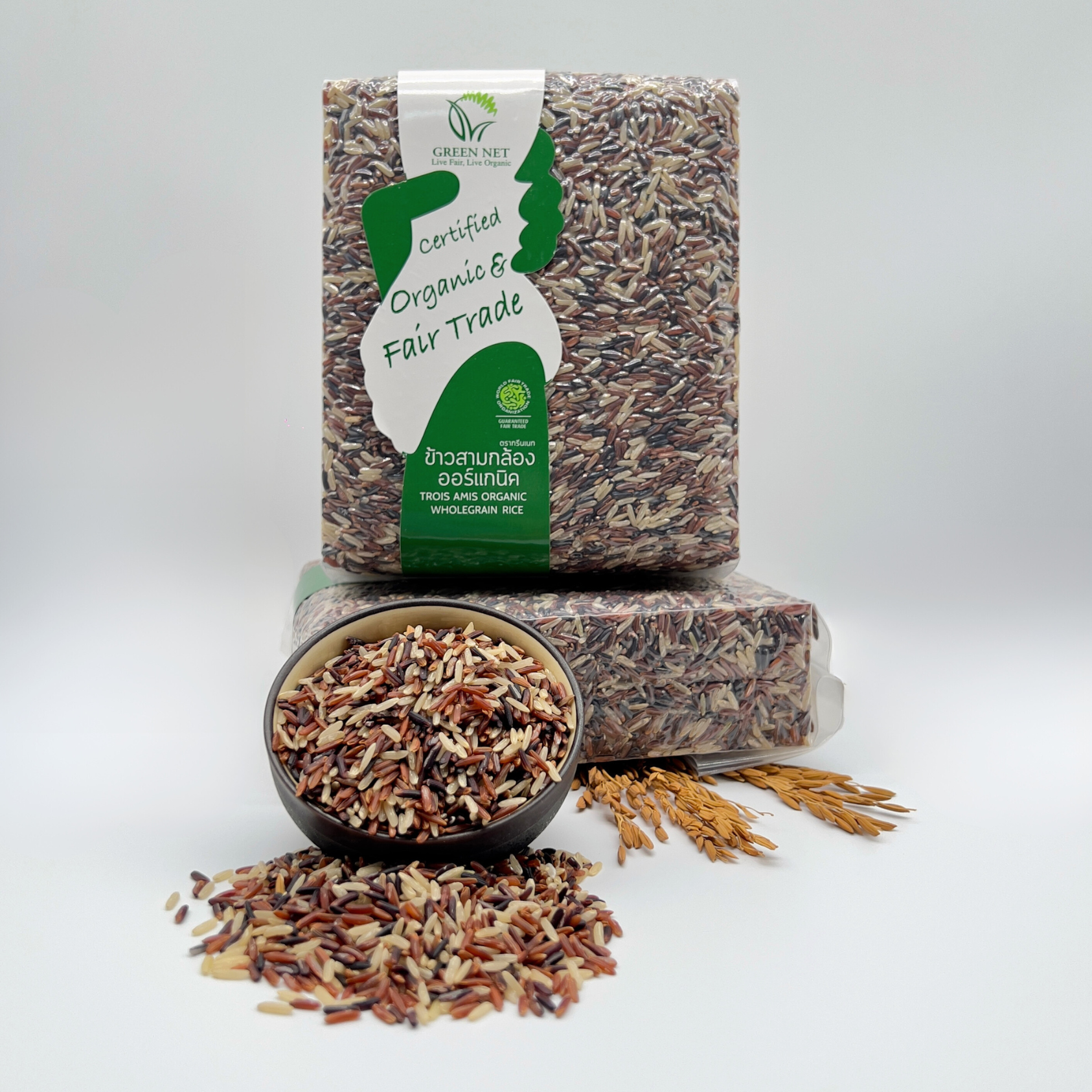 กรีนเนท ข้าวสามกล้อง ออร์แกนิค 1 กก. (GREEN NET Trois Amis Organic Wholegrain Rice 1 kg.)