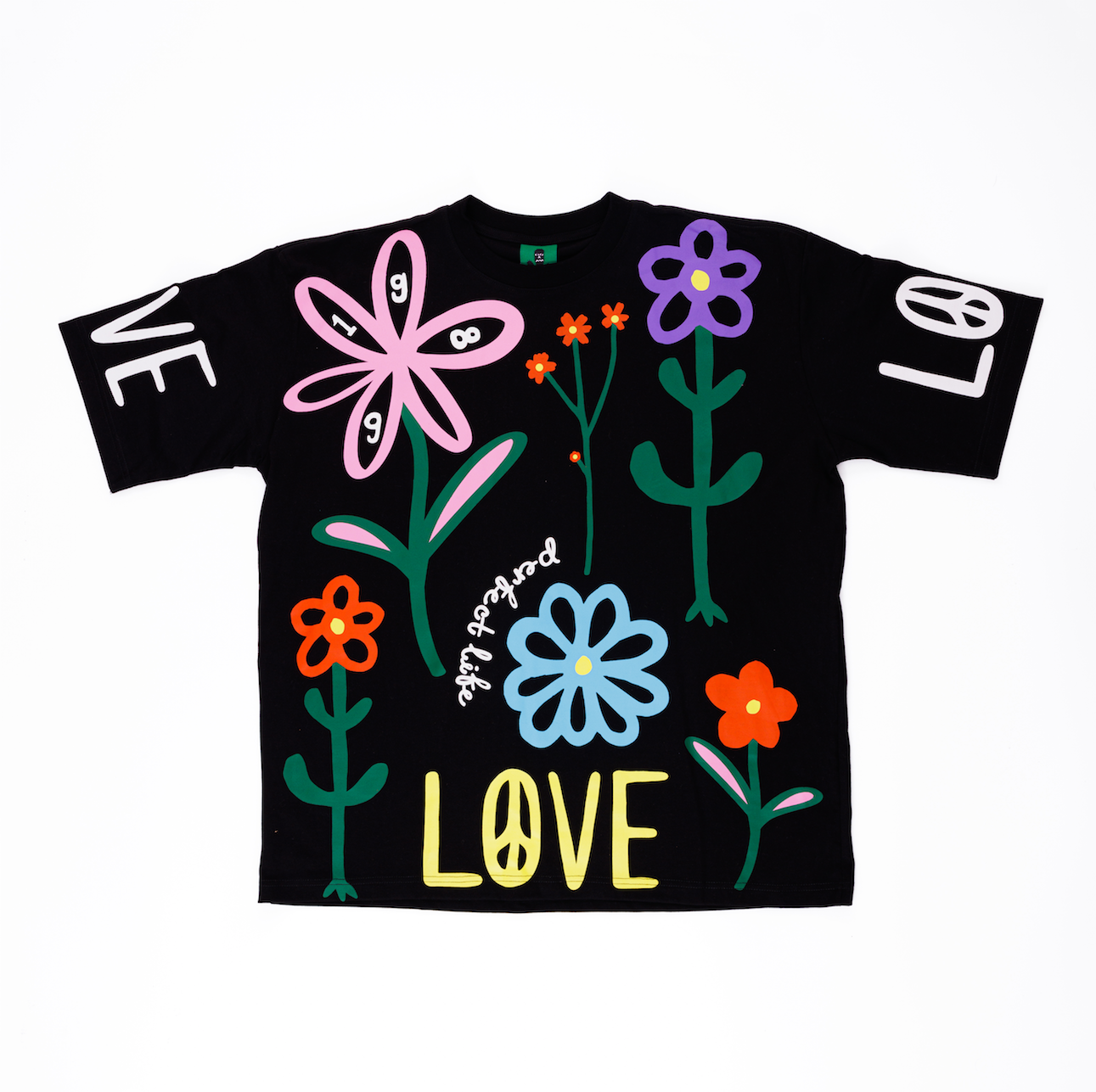 BS0208 BLACK  T SHIRT  FLOWER