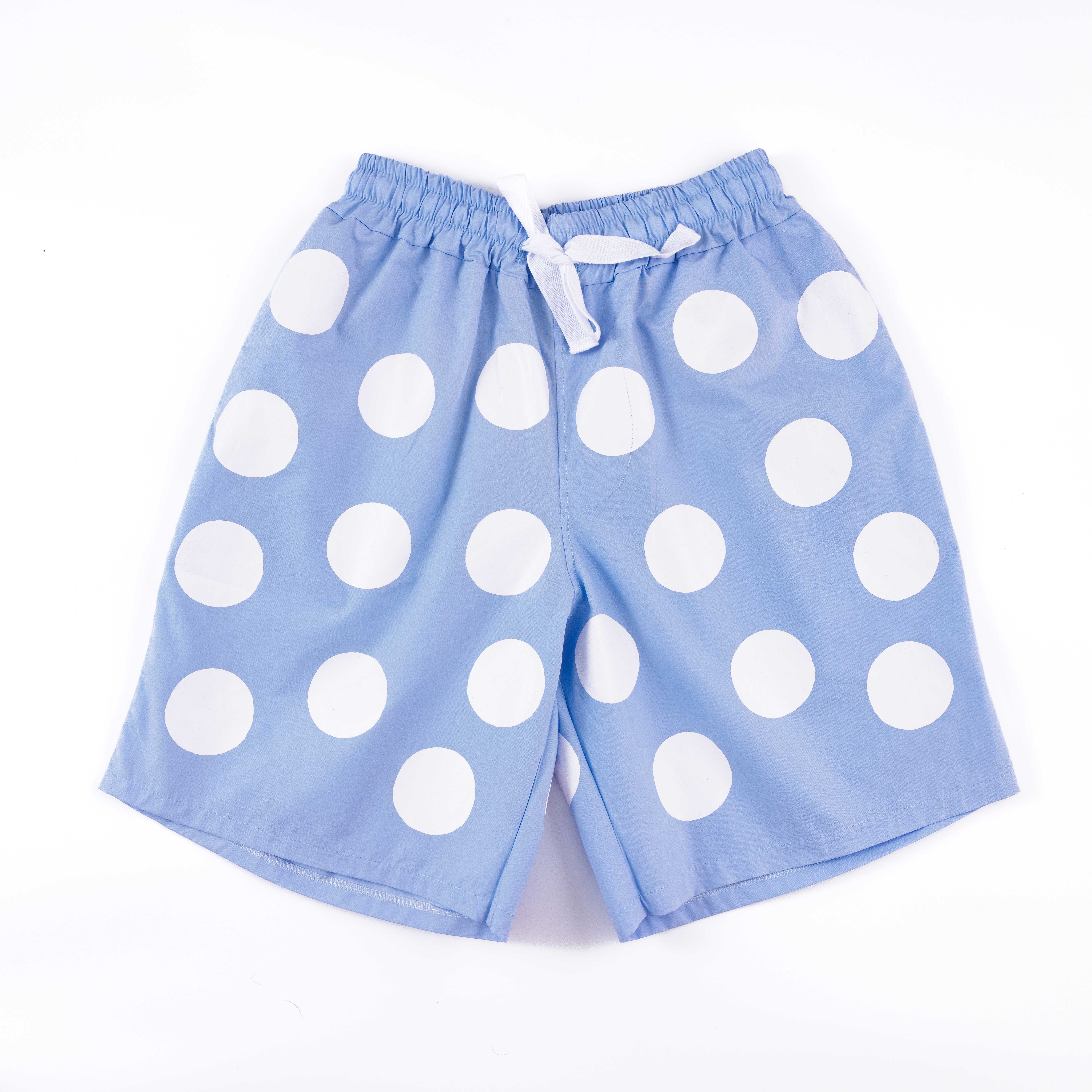 SHORT pants Cotton elastic waist
Silkscreen  | Light blue Polkadot