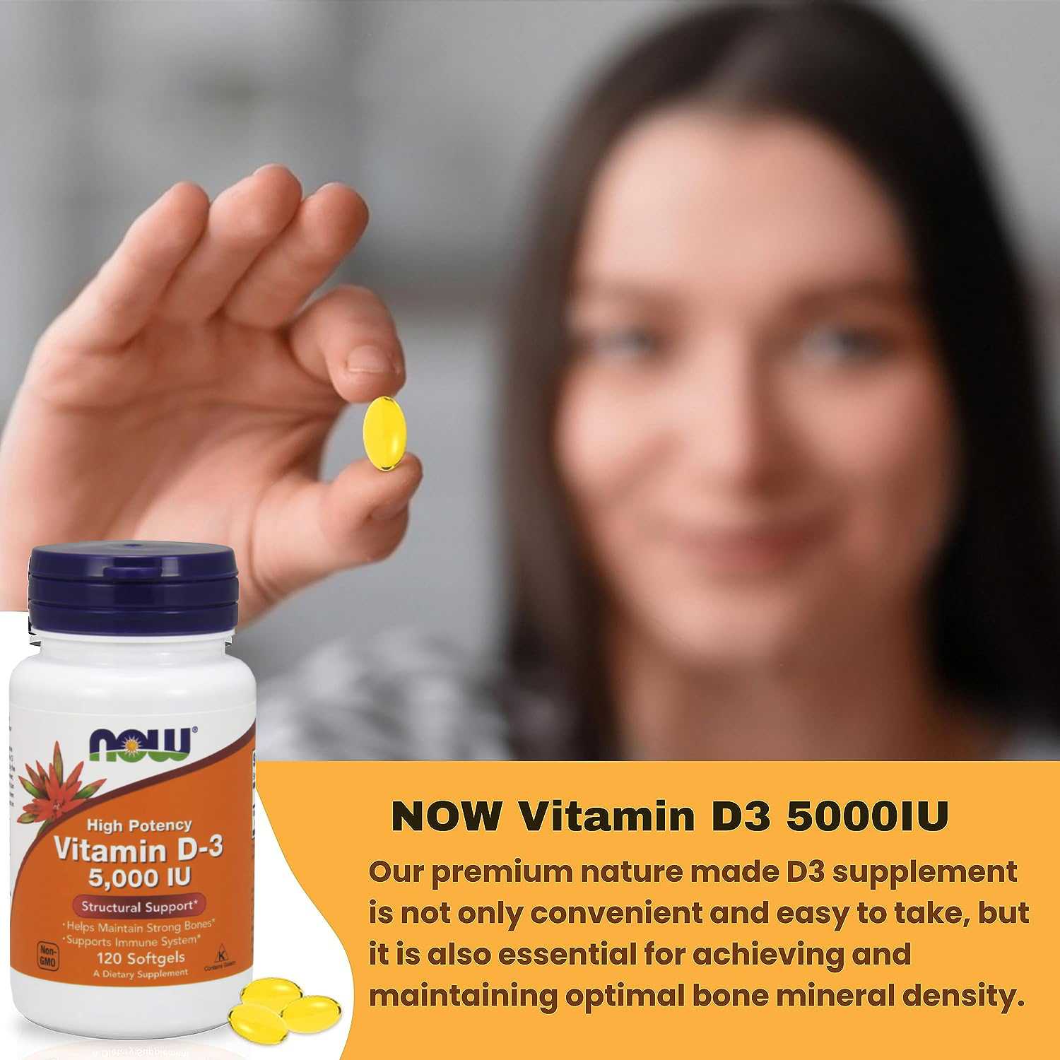 D3 เสริมภูมิบำรุงกระดูกและฟัน Now D3/5000iu 120 softgels