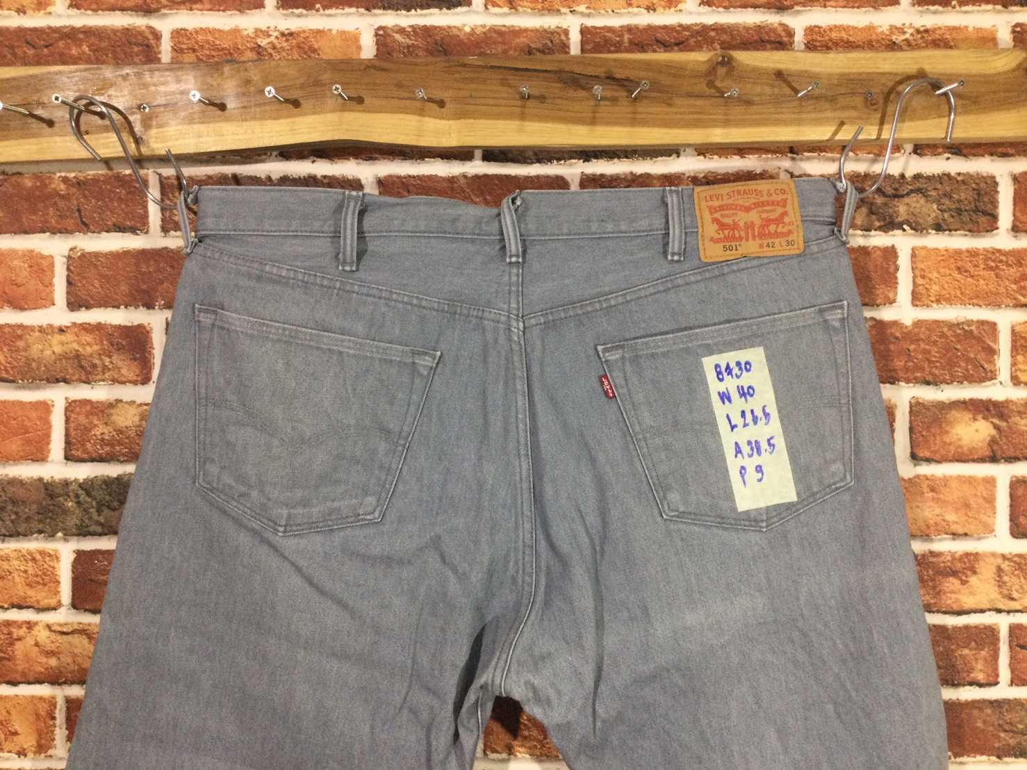 รหัส8730 Levi's501(สีเทา)  Made inMexico เลขกระดุม4032 วัดจริง เอว40
