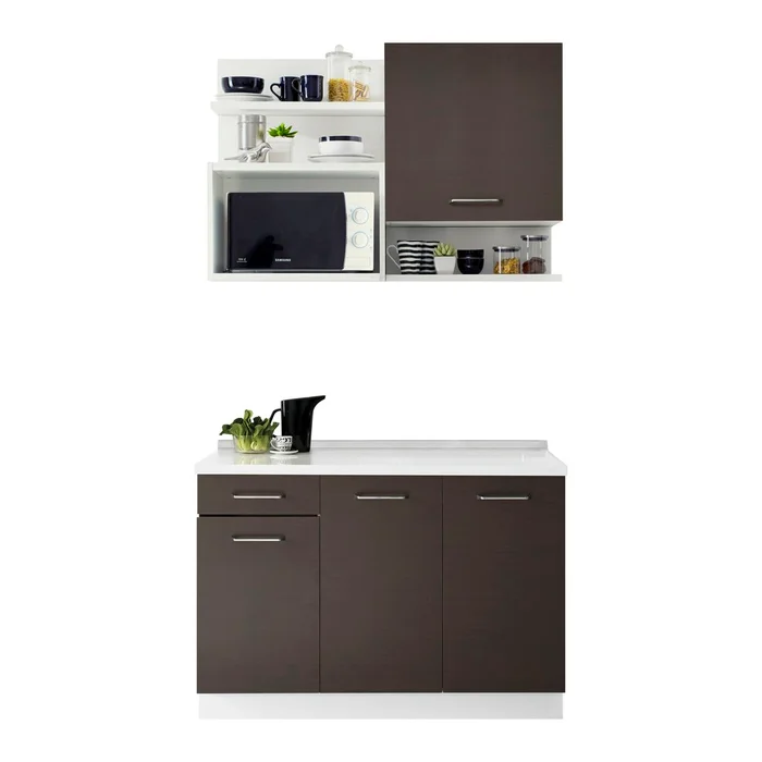 ครัวสำเร็จรูป ขนาด 120 ซม. รุ่น Kourmet สีเวงเก้โอ๊คตัดขาว