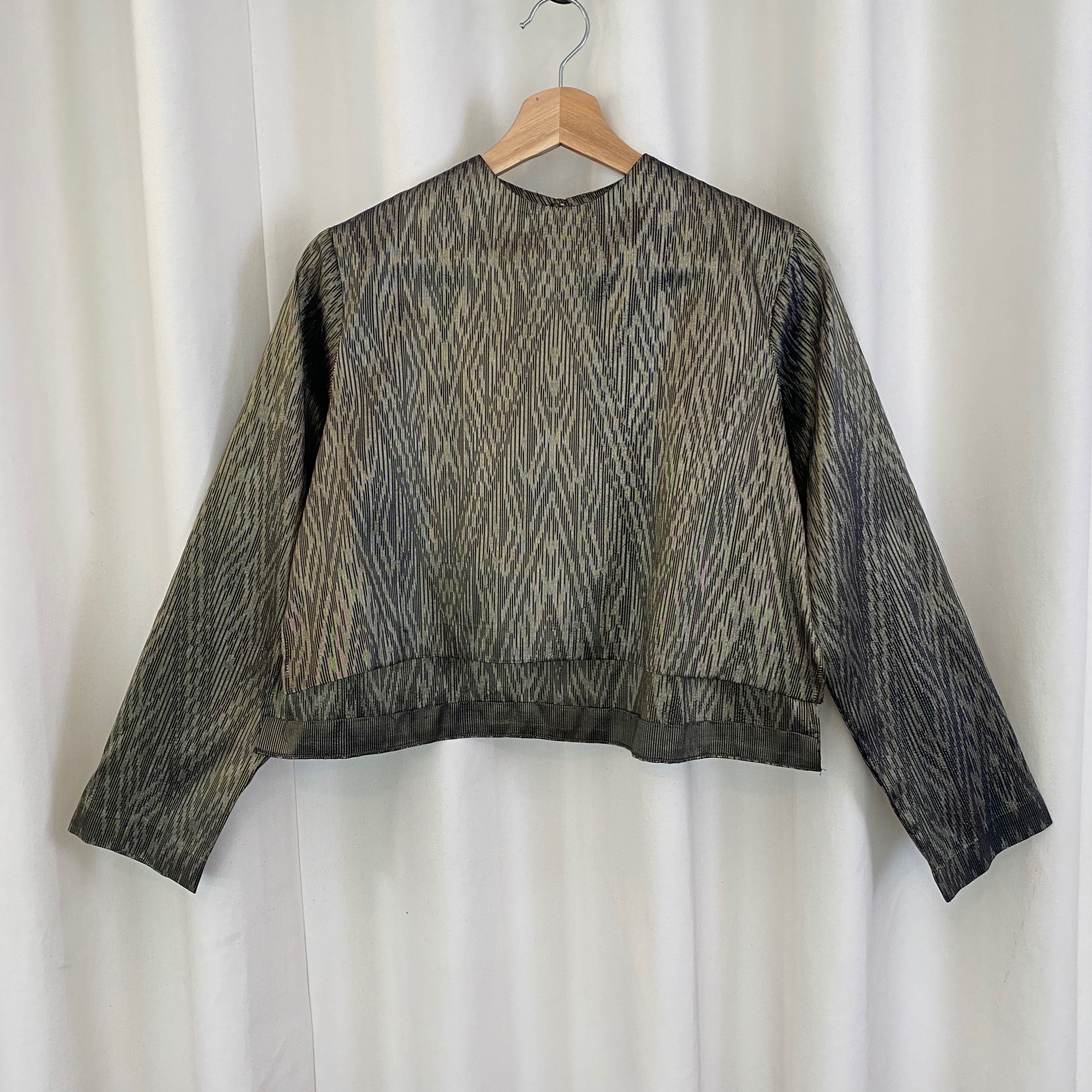 Ikat silk long-sleeve blouse 