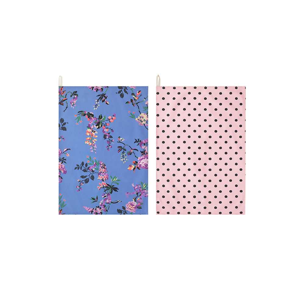 MFS Set of 2 Tea Towels New Birds and Roses
