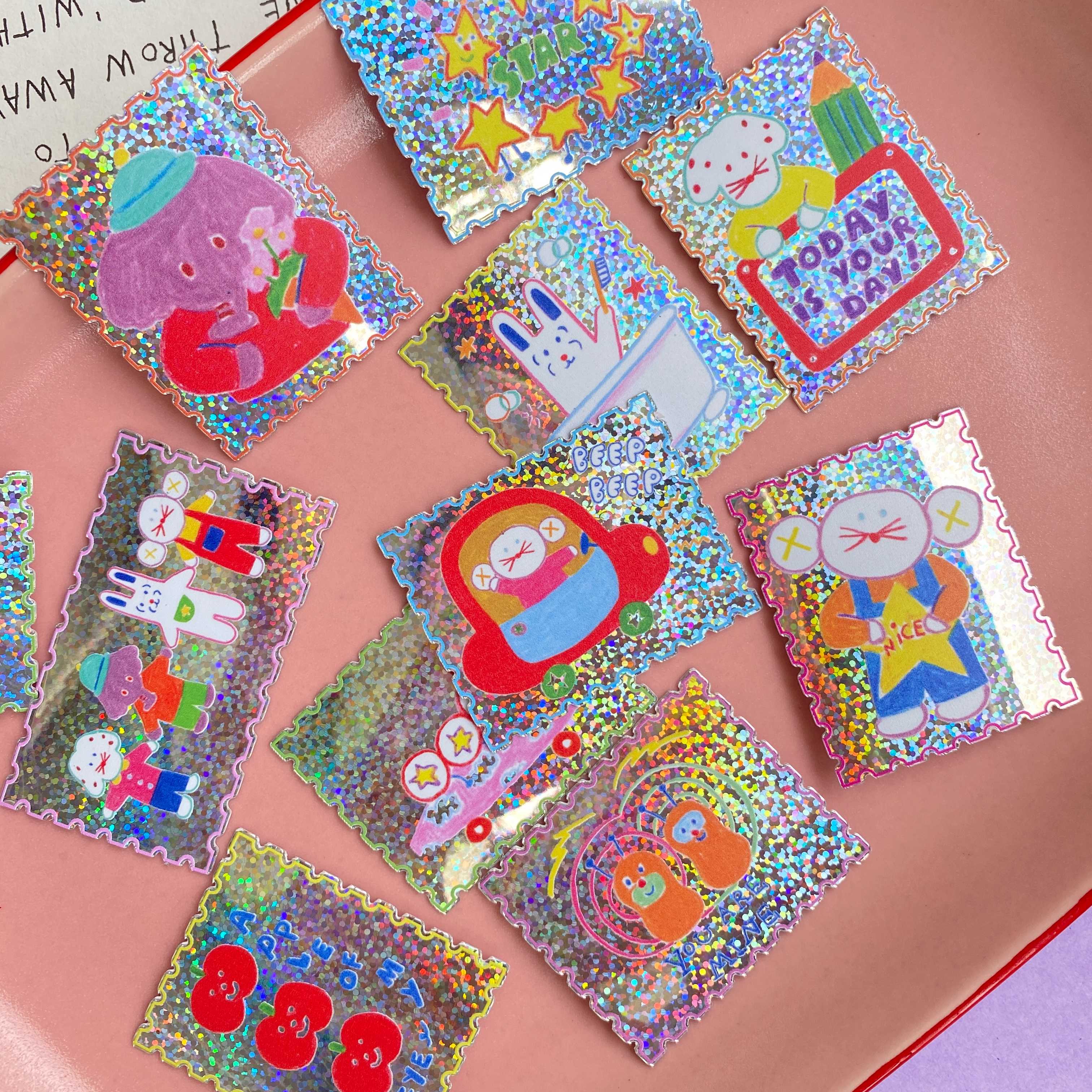 hologram stamp sticker pack