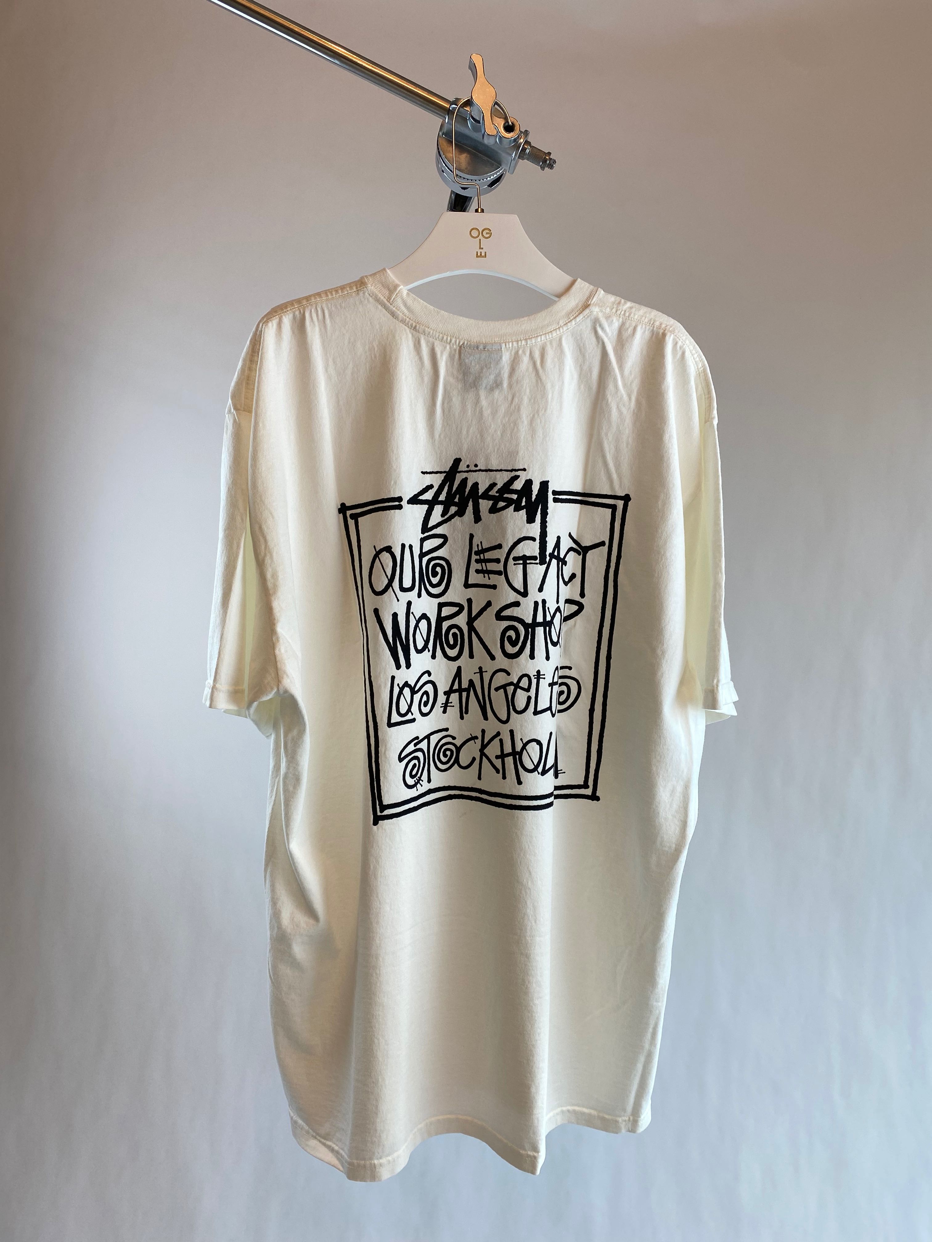 STUSSY OUR LEGACY FRAME PIGMENT DYED TEE WHITE